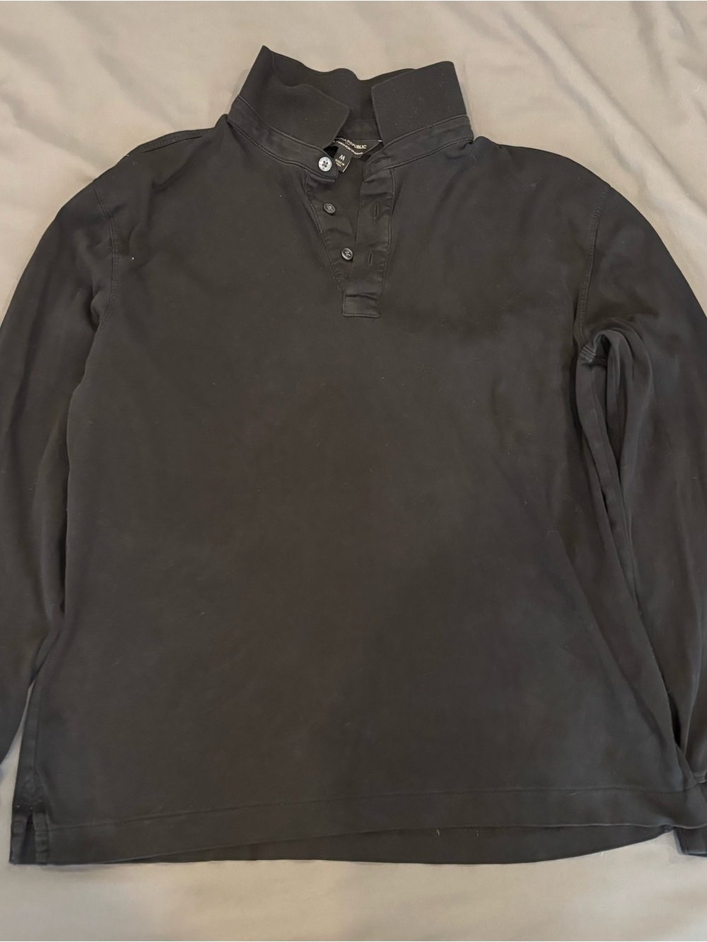 Banana Republic Black Long-Sleeve Henley Polo